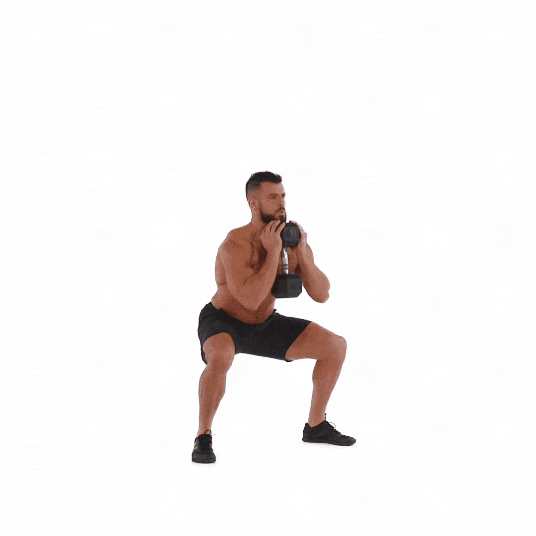 Man doing Goblet Squat (With Dumbbells)