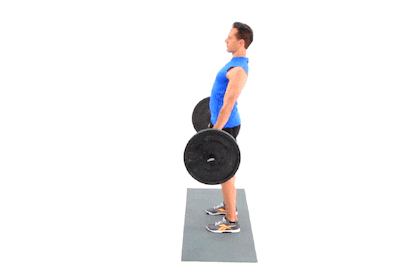 Man doing Romanian Deadlifts with Barbell