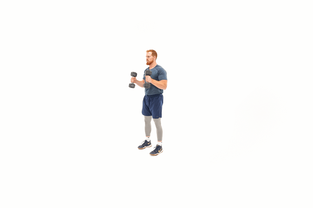Man doing Isometric Dumbbell Hold