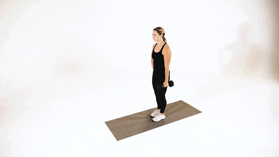 Woman doing Dumbbell Single-Leg Squat to Box