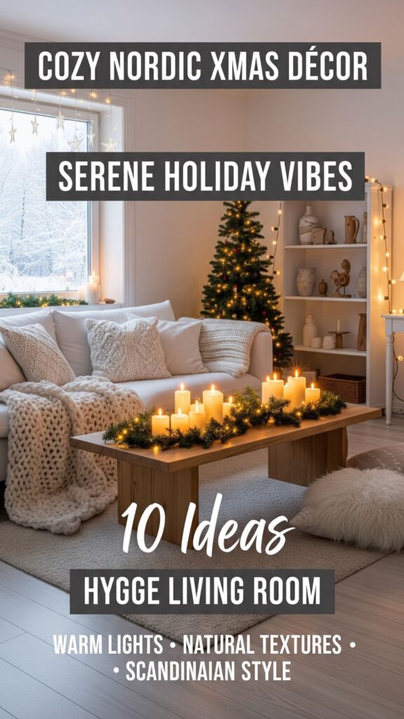 1. 10 Cozy Nordic Living Room Xmas Décor Ideas for a Serene Holiday
