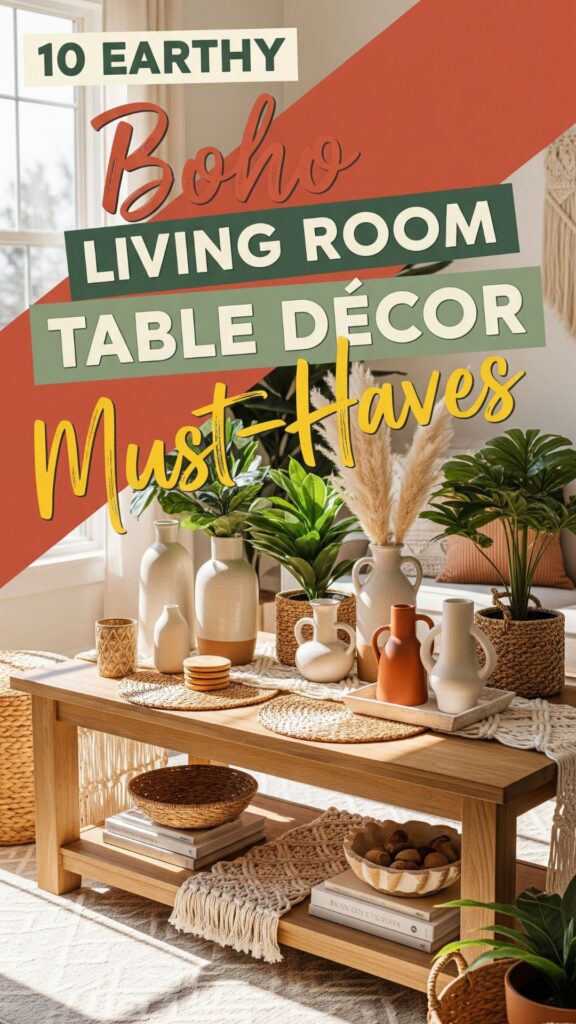 1. 10 Earthy Boho Living Room Table Décor Must-Haves