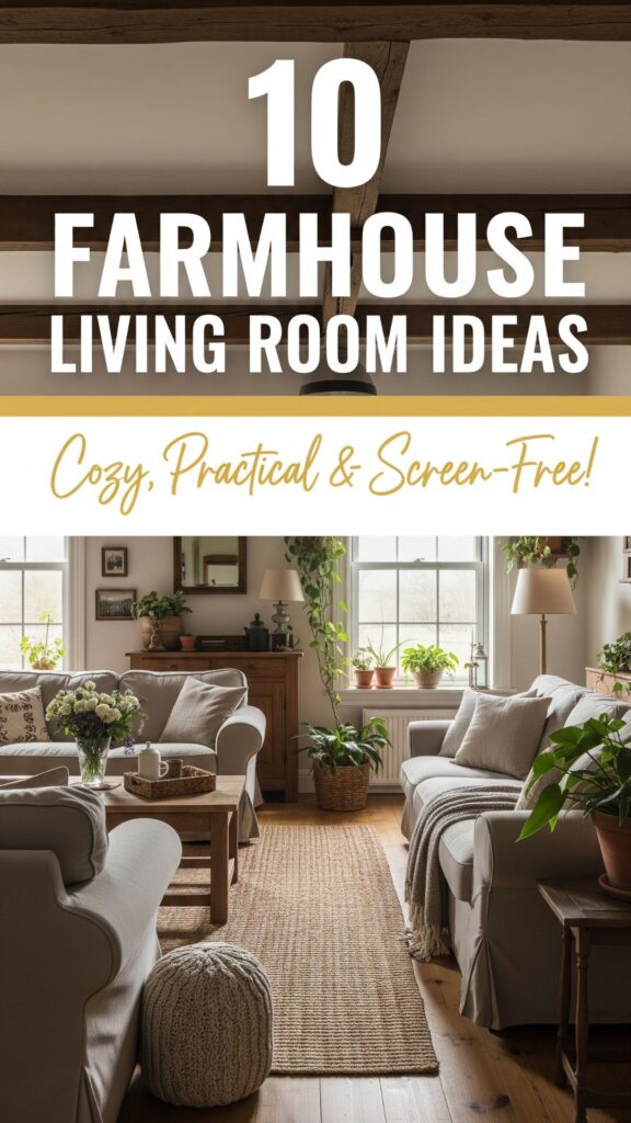 1. 10 Farmhouse Living Room No TV Cozy, Practical, and Screen-Free