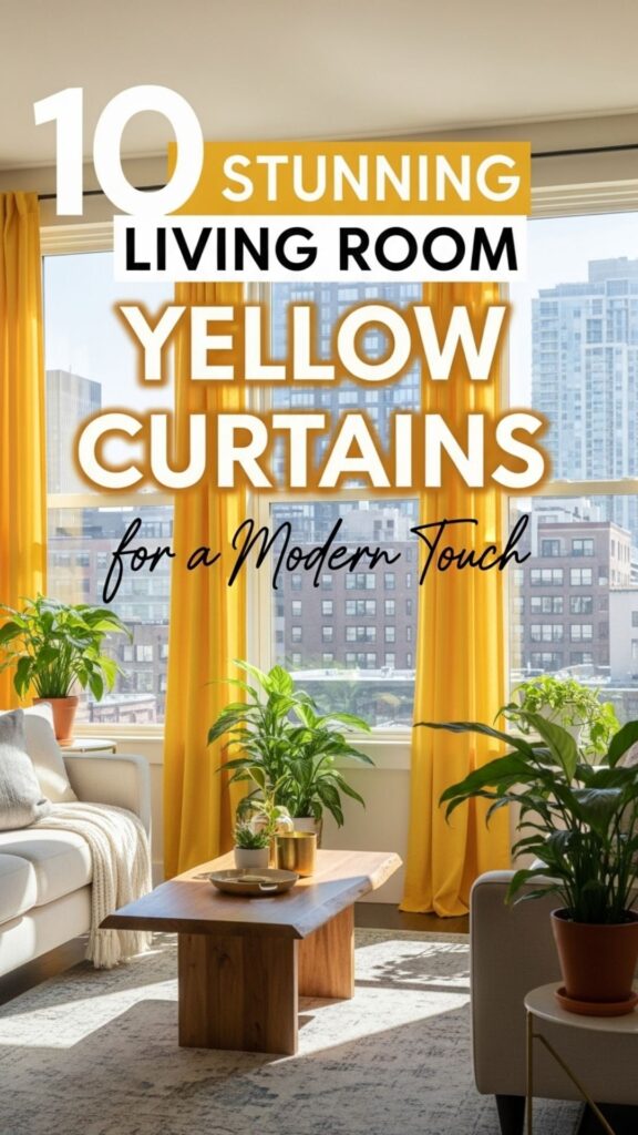 1. 10 Stunning Living Room Yellow Curtains for a Modern Touch