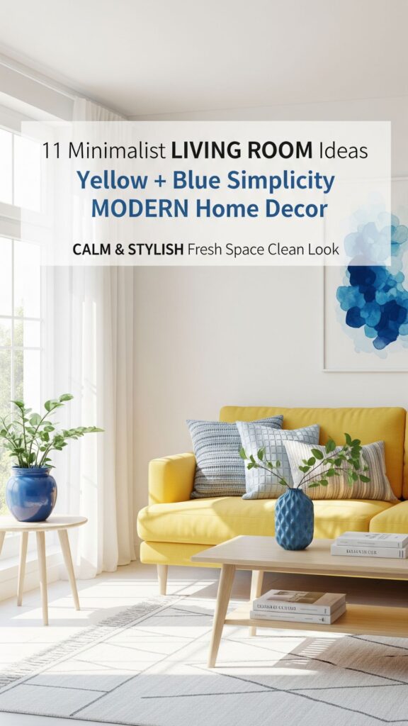 1. 11 Minimalist Living Room Ideas Yellow and Blue for Simplicity