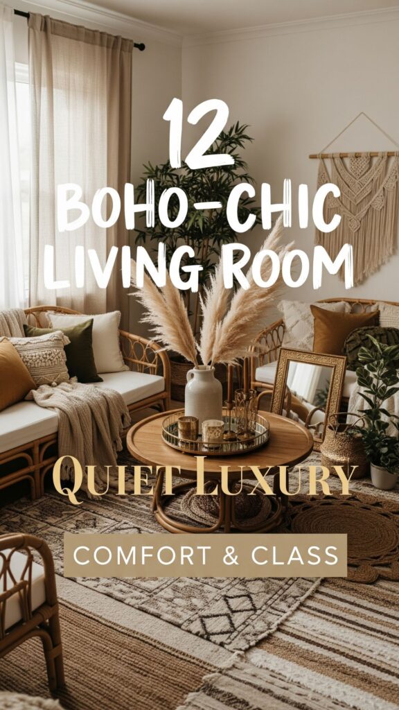 1. 12 Boho-Chic Living Room Quiet Luxury Blend of Comfort & Class