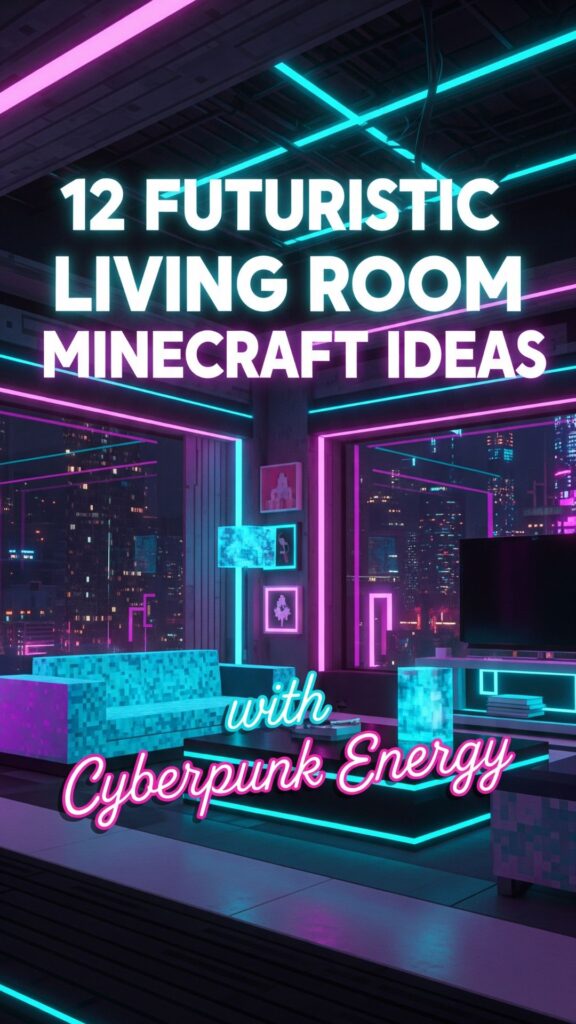 1. 12 Futuristic Living Room Minecraft Ideas with Cyberpunk Energy