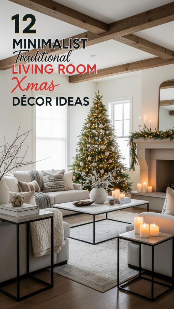 1. 12 Minimalist Traditional Living Room Xmas Décor Ideas