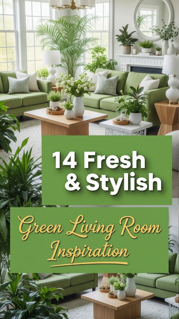 1. 14 Fresh & Stylish Green Living Room Inspiration