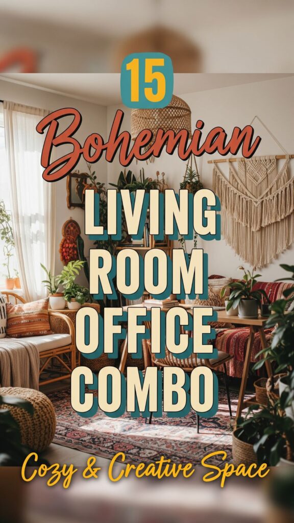 1. 15 Bohemian Living Room Office Combo A Cozy & Creative Space