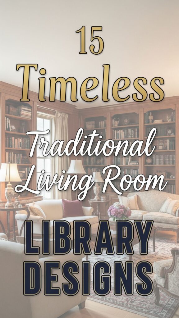 1. 15 Timeless Traditional Living Room Library Designs