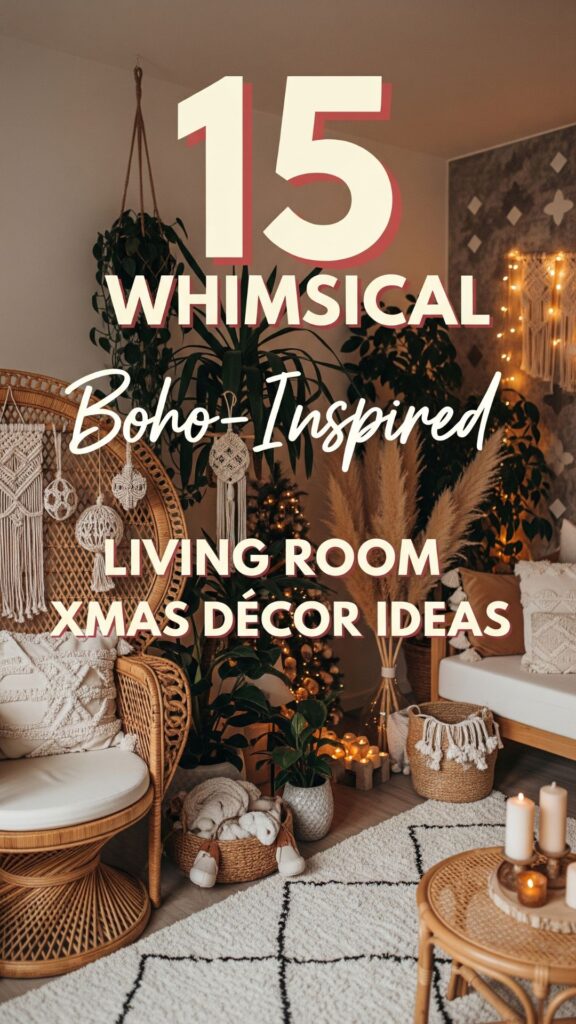 1. 15 Whimsical Boho-Inspired Living Room Xmas Décor Ideas