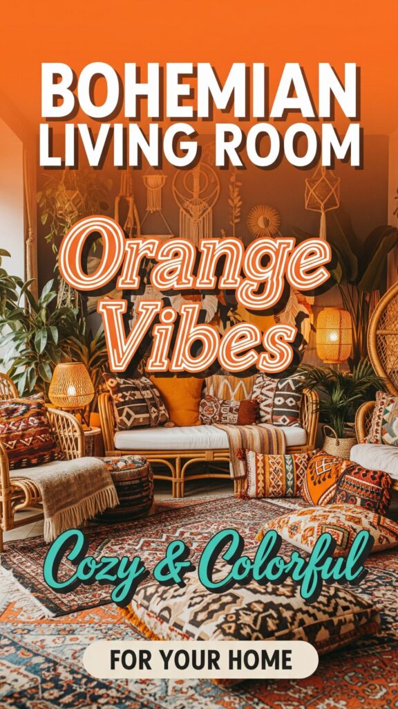 1. 9 Bohemian Living Room Orange Cozy, Colorful Vibes for Your Home