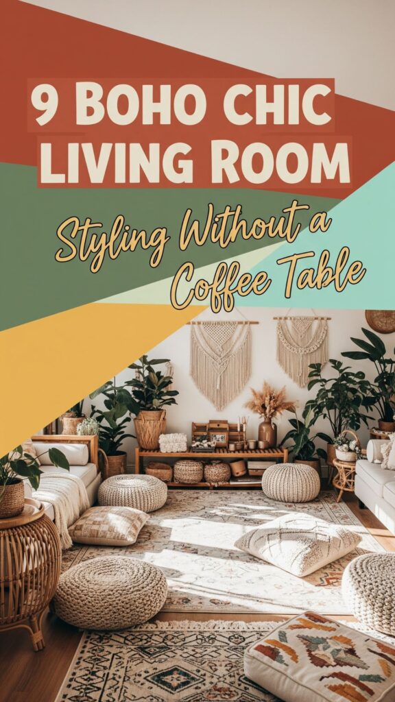 1. 9 Boho Chic Living Room Styling Without a Coffee Table