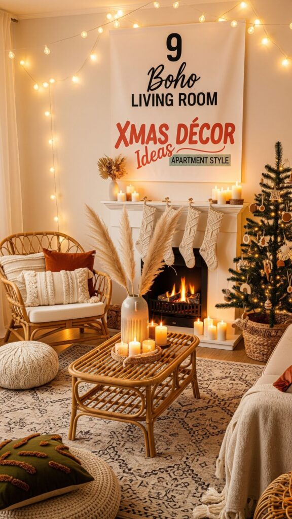 1. 9 Boho Living Room Xmas Décor Ideas Apartment Style