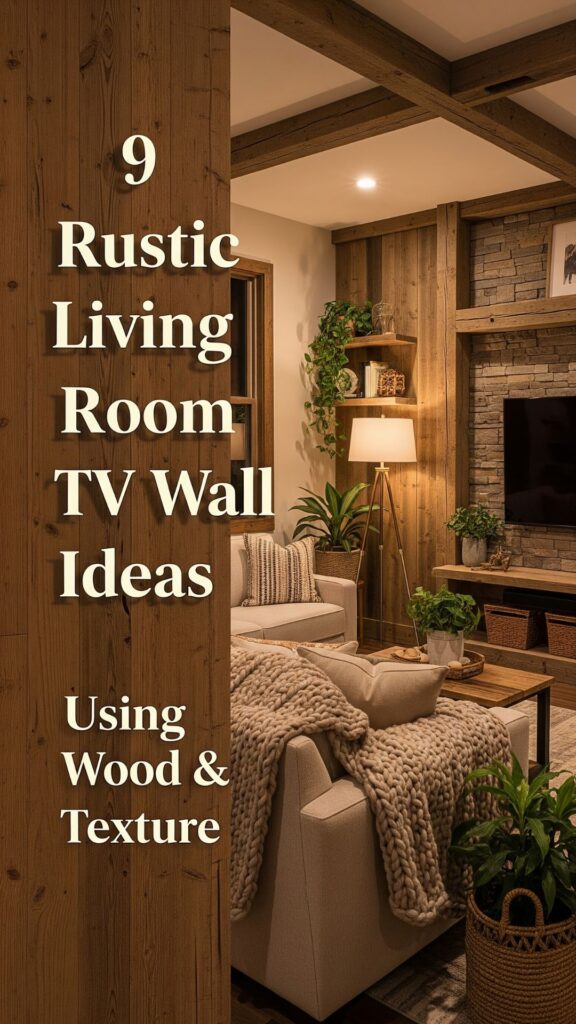 1. 9 Rustic Living Room TV Wall Ideas Using Wood & Texture