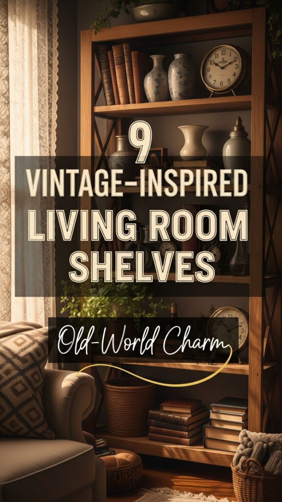 1. 9 Vintage-Inspired Living Room Shelves with Old-World Charm