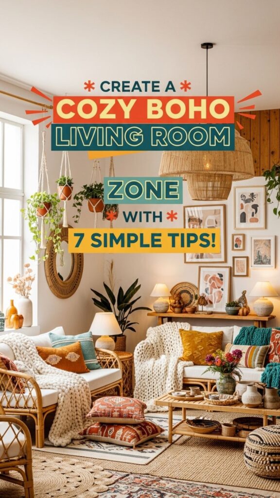 1. Create a Cozy Boho Living Room Zone with These 7 Simple Tips