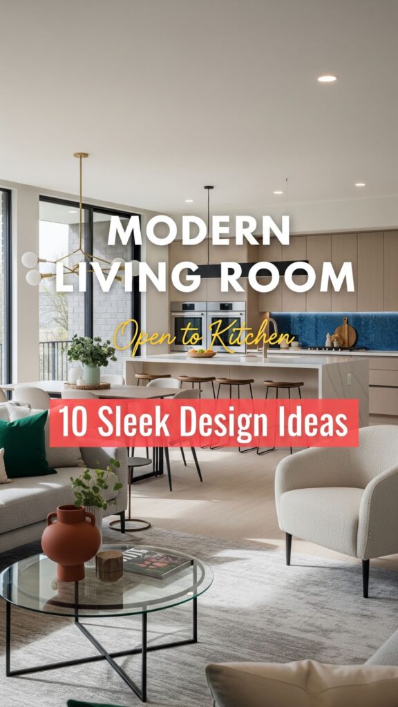 1. Modern Living Room Open to Kitchen 10 Sleek Design Ideas