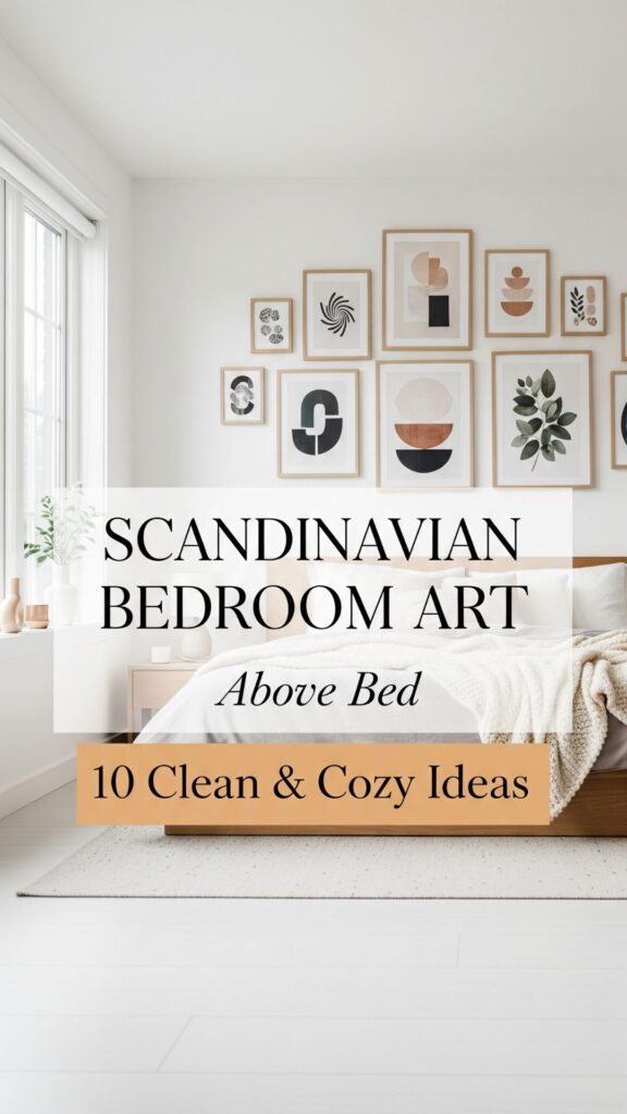 1. Scandinavian Bedroom Art Above Bed 10 Clean and Cozy Ideas