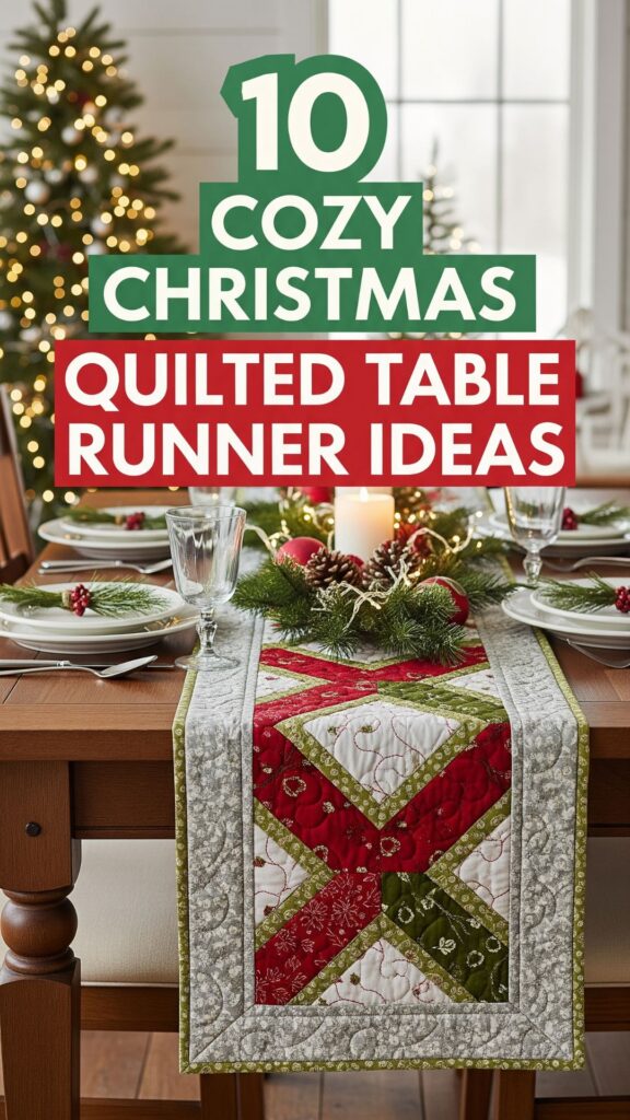 1. 10 Cozy Christmas Quilted Table Runner Patterns Ideas for a Rustic Holiday