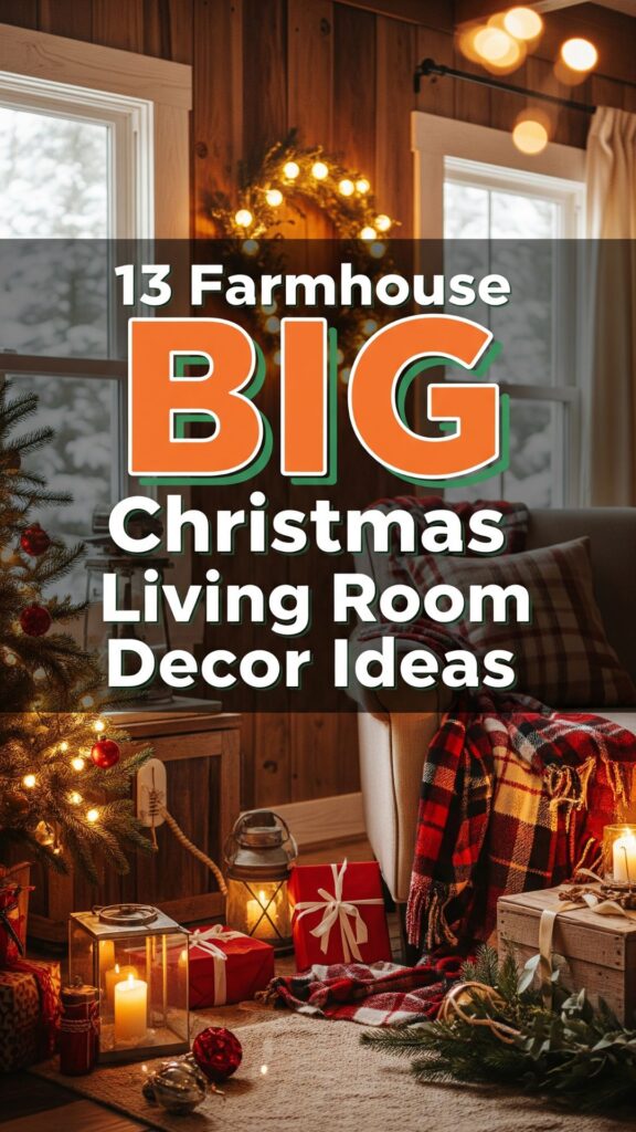 1. 13 Farmhouse Christmas Living Room Decor Ideas with Rustic Charm