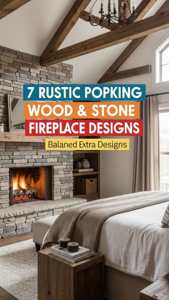 1. 7 Rustic Wood and Stone Bedroom Fireplace Designs