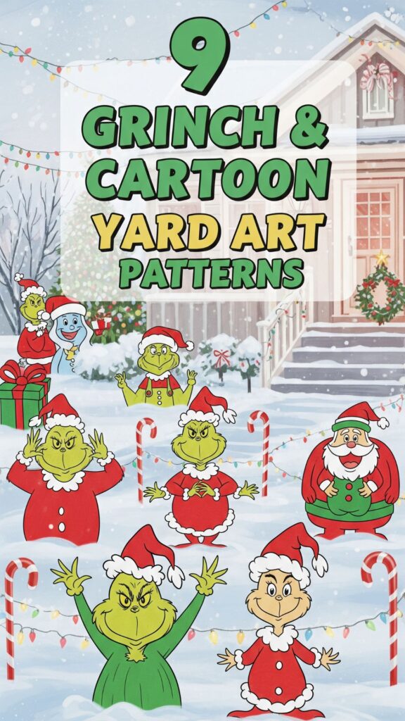 1. 9 Grinch And Cartoon Christmas Yard Art Wooden Patterns to Copy