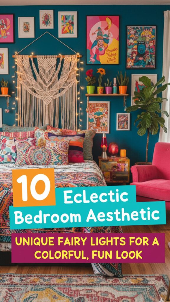 1. 10 Eclectic Bedroom Aesthetic Unique Fairy Lights for a Colorful, Fun Look