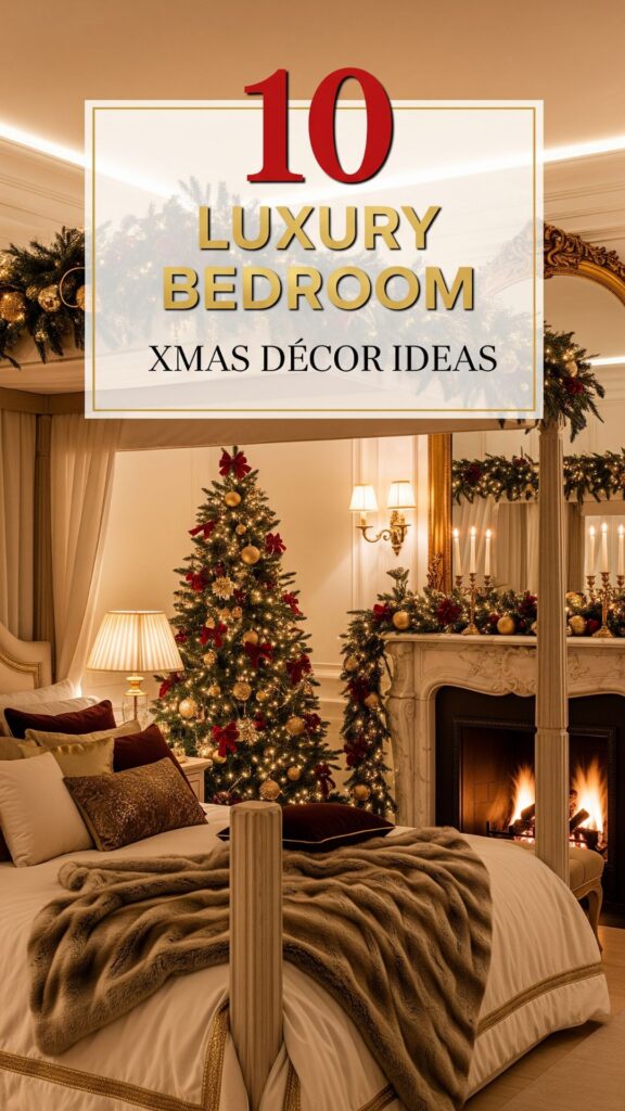 1. 10 Luxury Bedroom xmas décor ideas With Gold and Soft Lighting
