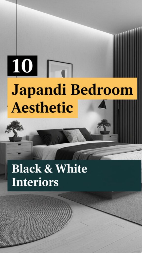 1. 10 Modern Japandi Bedroom Aesthetic Black and White Interiors