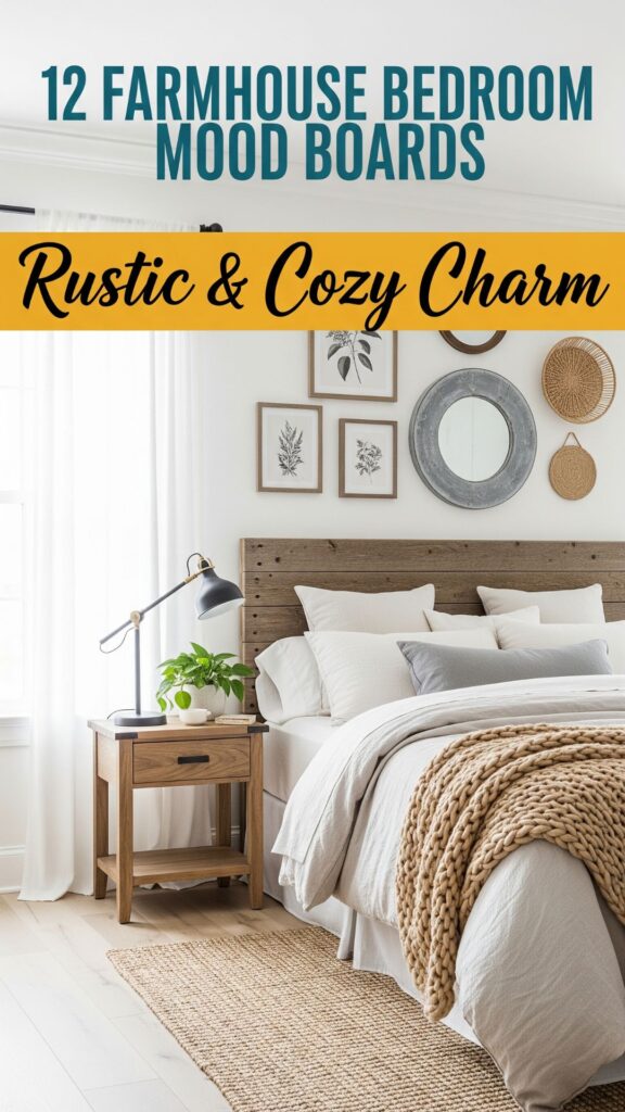 1. 12 Farmhouse Bedroom Mood Boards with Rustic and Cozy Charm