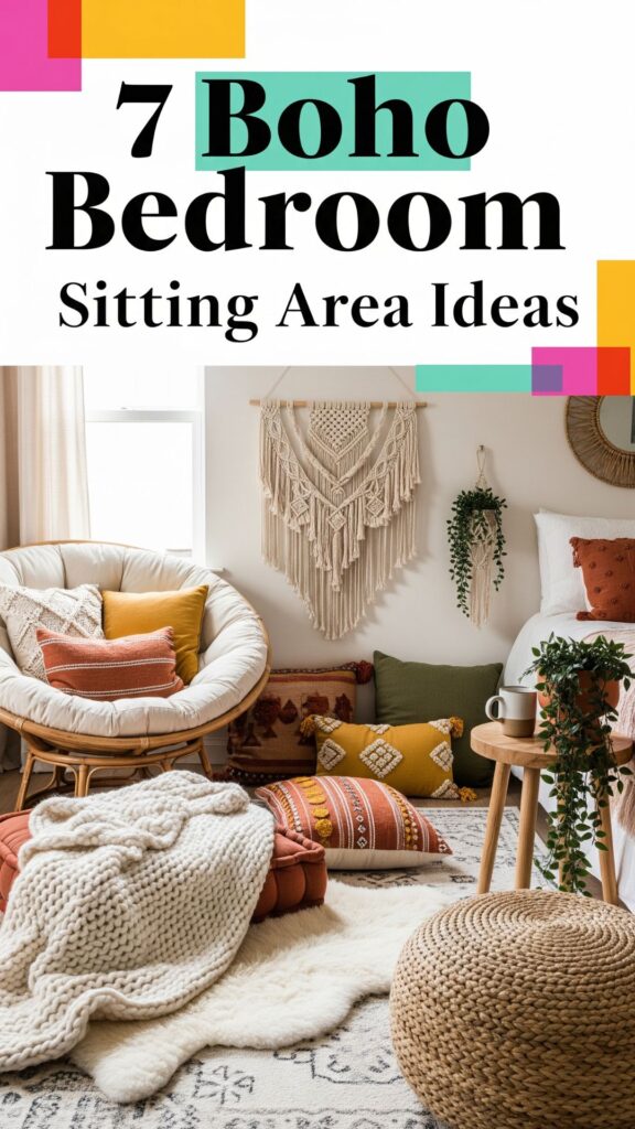 1. 7 Boho Bedroom Sitting Area With Layered Textures