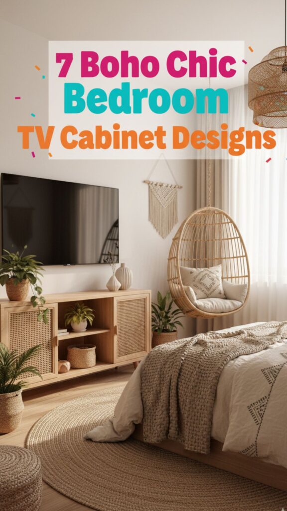 1. 7 Boho Chic Bedroom TV Cabinet Design Modern Looks