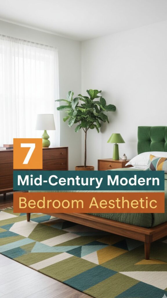 1. 7 Mid-Century Modern Bedroom Aesthetic Green Decor