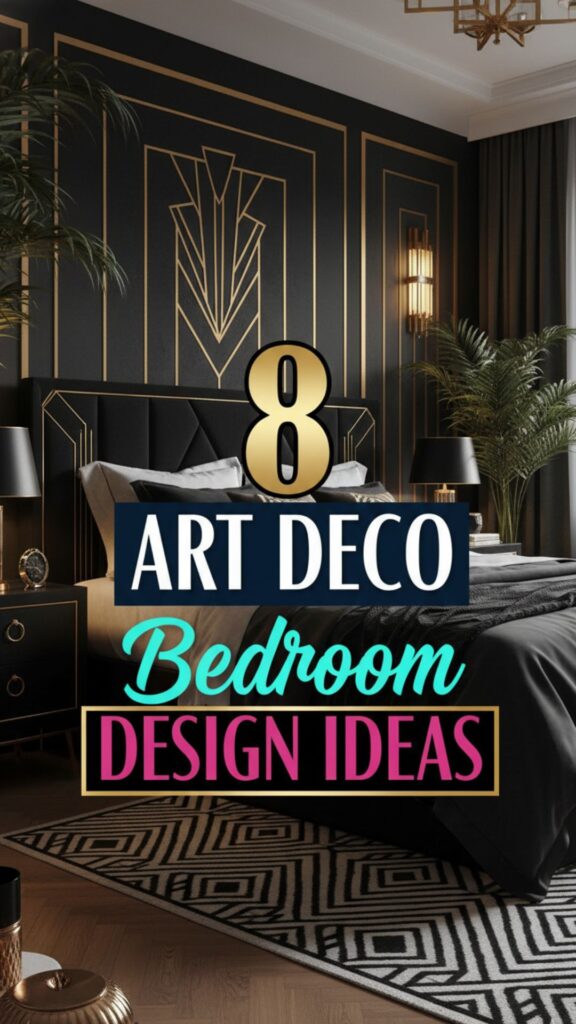 1. 8 Bedroom Aesthetic Art Deco Design Ideas with Black and Gold