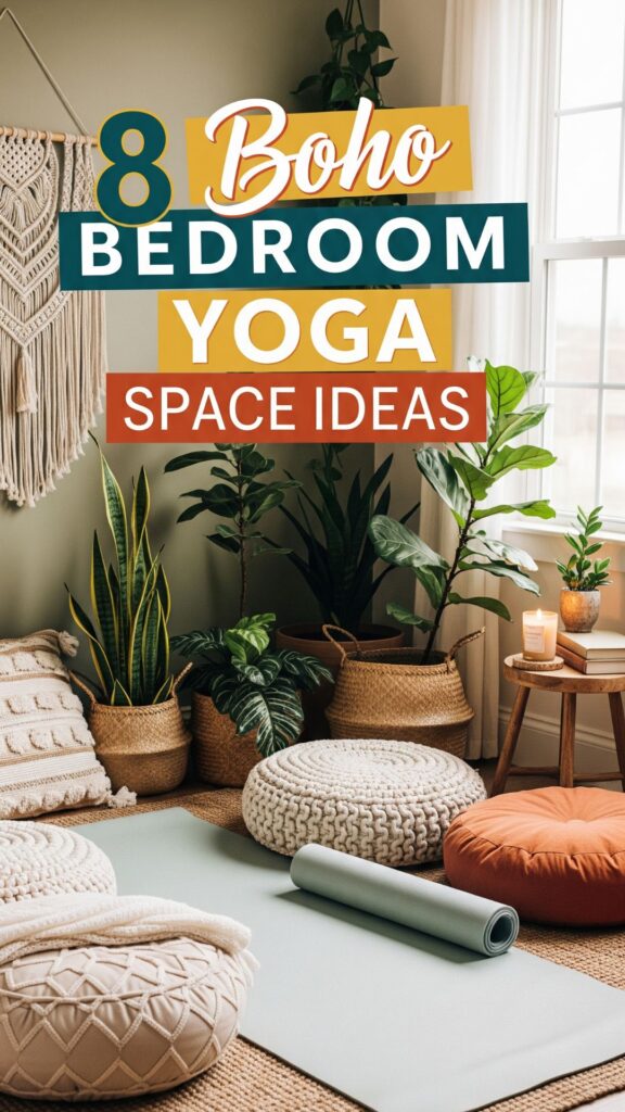 1. 8 Boho Bedroom Yoga Space Ideas With Earthy and Natural Touches
