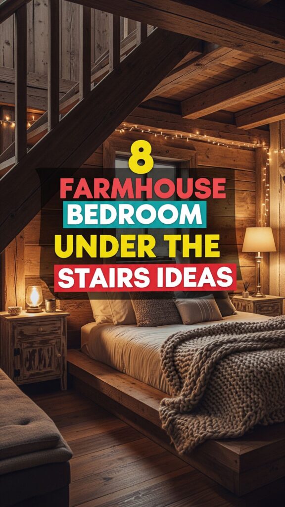 1. 8 Farmhouse Bedroom under the Stairs Ideas for a Rustic Cozy Look