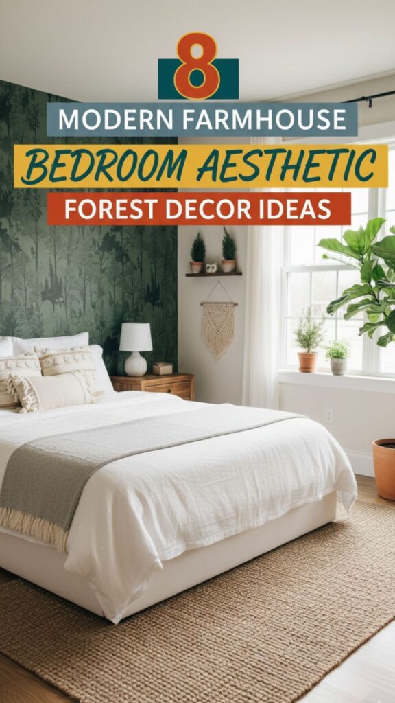 1. 8 Modern Farmhouse Bedroom Aesthetic Forest Decor Ideas