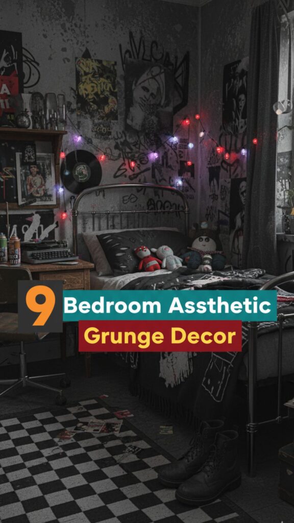 1. 9 Bedroom Aesthetic Grunge Decor in Punk Style