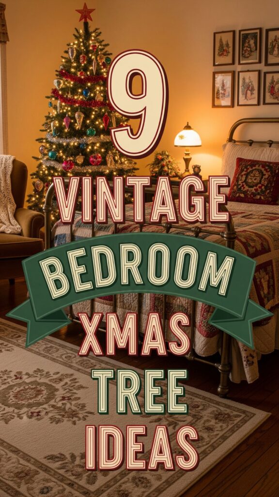 1. 9 Vintage Bedroom Xmas Tree Ideas Inspired by Old Christmas Vibes