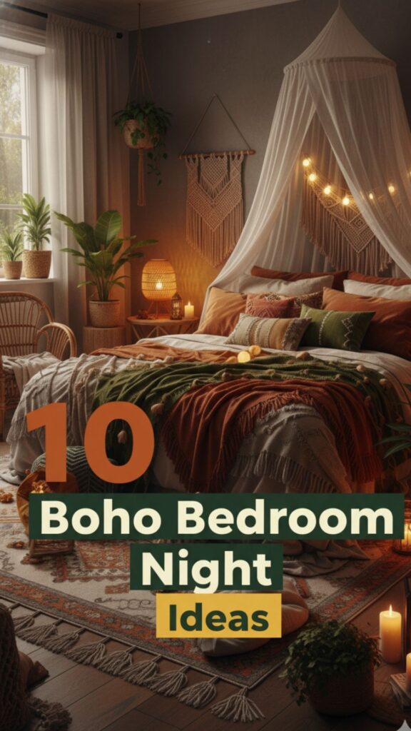 1. 10 Boho Bedroom Aesthetic Night Ideas for Warm, Soft Vibes