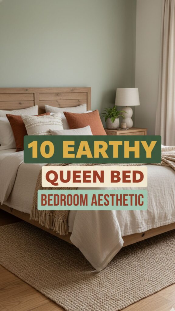 1. 10 Earthy Bedroom Aesthetic Queen Bed Looks with Natural Textures