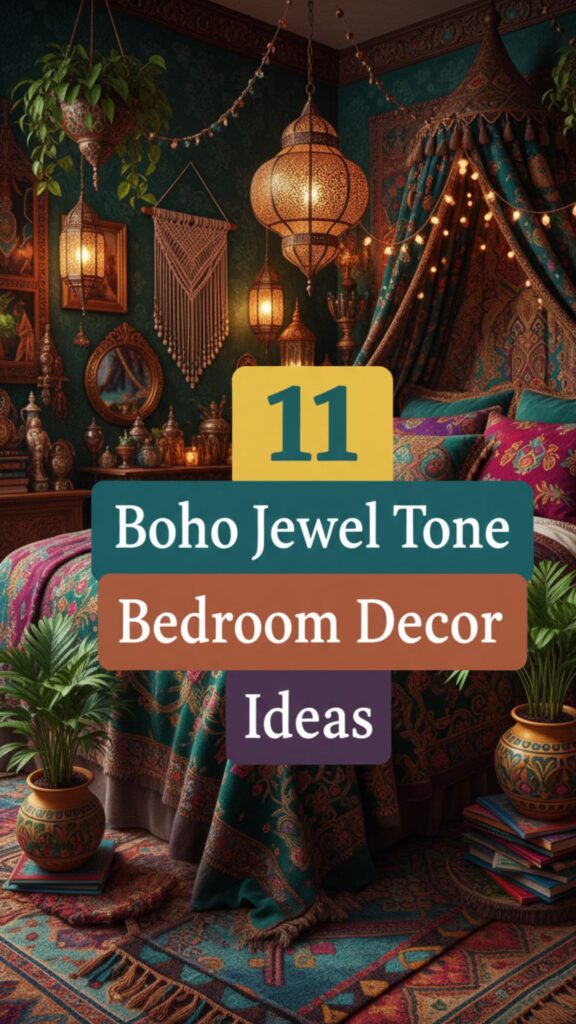 1. 11 Boho Bedroom Aesthetic Jewel Tones Decor Ideas