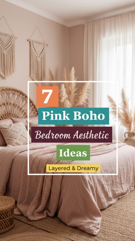 1. 7 Pink Bedroom Aesthetic Ideas in Boho Style