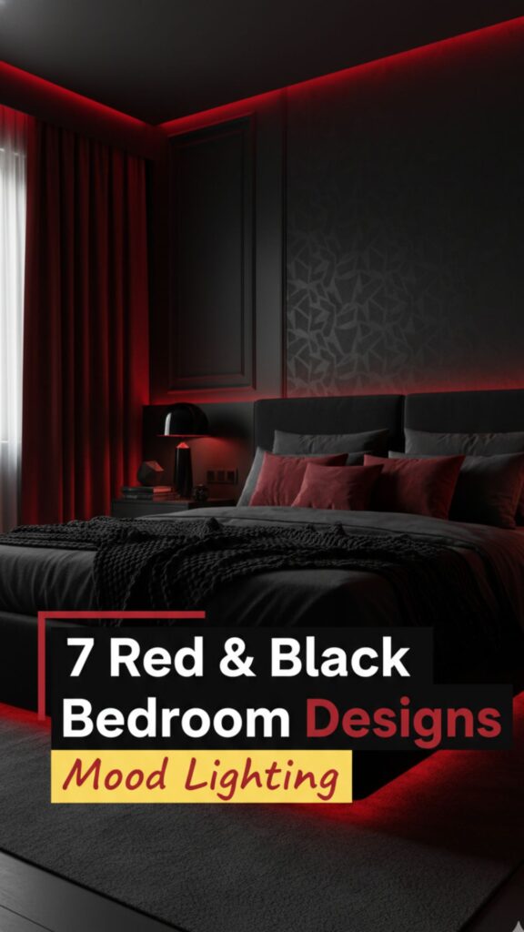 1. 7 Sensual Red and Black Bedroom Designs Perfect for Mood Lighting
