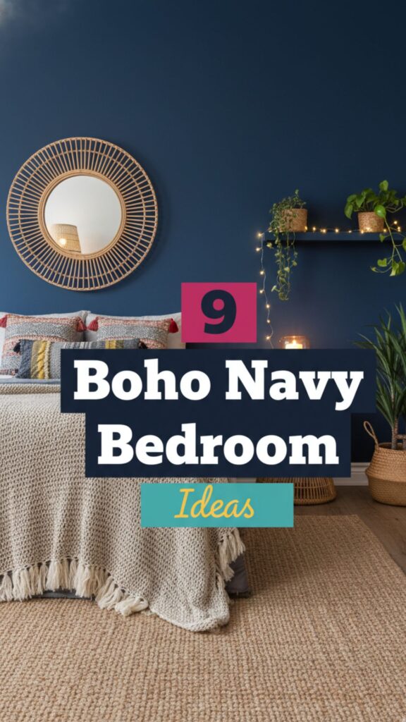 1. 9 Boho Navy Bedroom Aesthetic Ideas