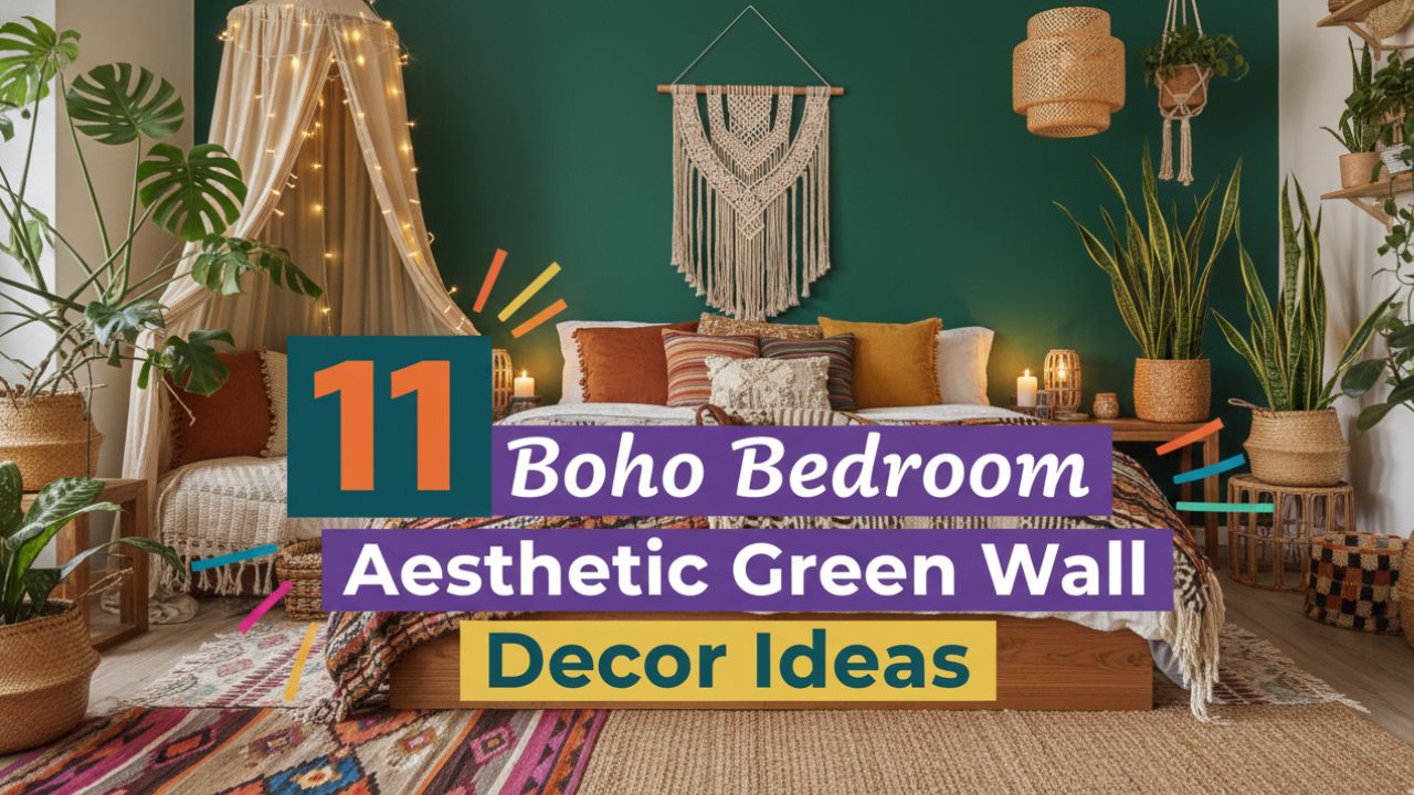 11 Boho Bedroom Aesthetic Green Wall Decor Ideas